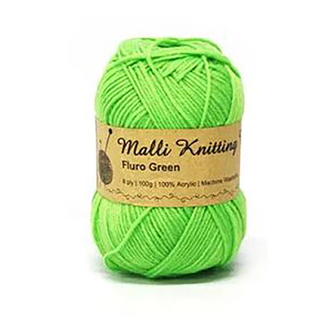 Knitting Yarn 8 Ply 100gm Fluro Green